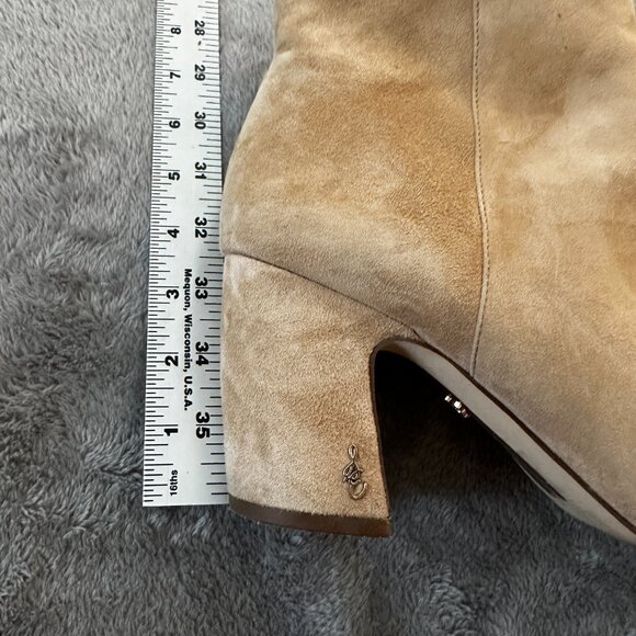 Sam Edelman Tan Suede Heeled Ankle Booties 9.5 Pointed Toe - Picture 7 of 8